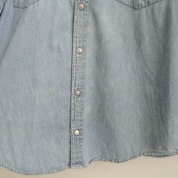 Big Star Mens 100% cotton snap front blue denim lightweight jean shirt Small - Picture 6 of 14